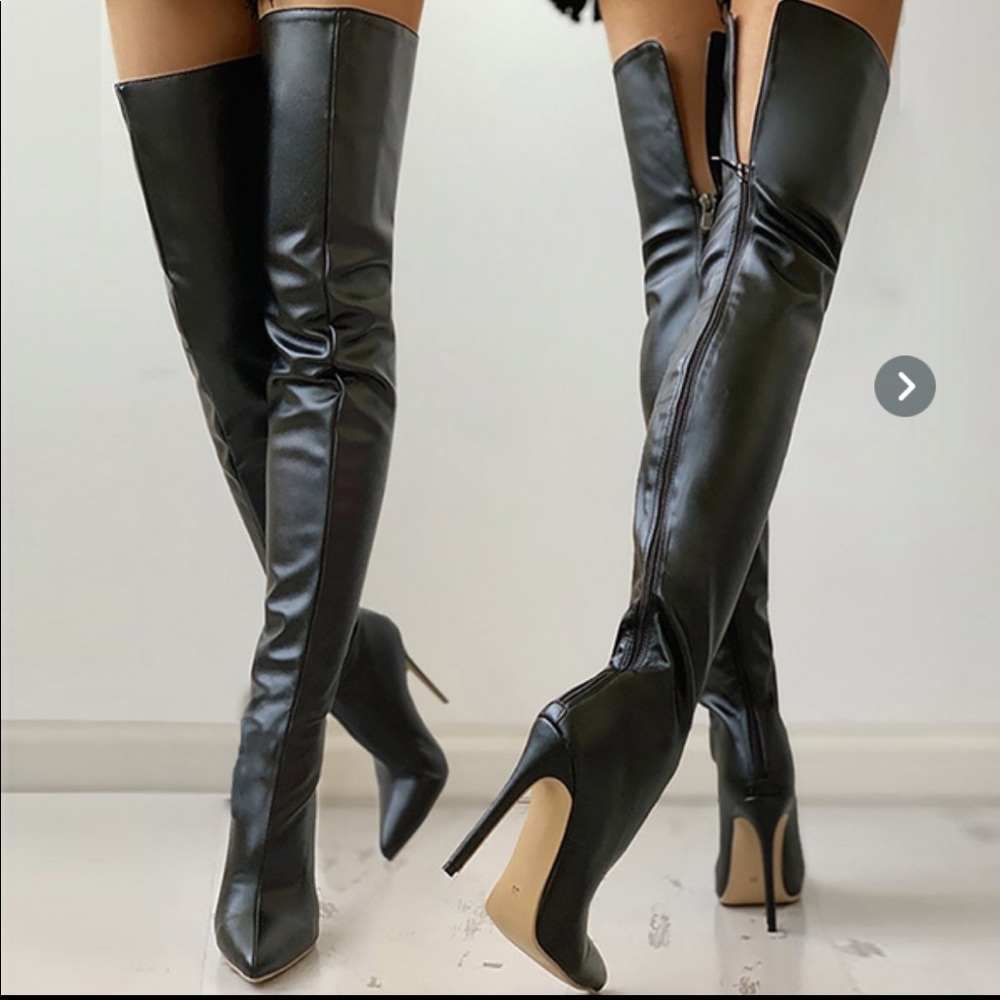 Knee High Faux Leather Stiletto Boot